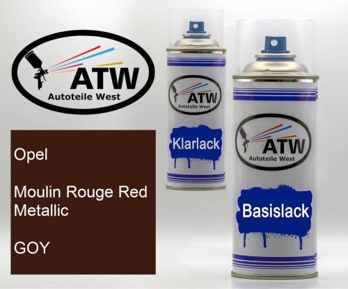 Opel, Moulin Rouge Red Metallic, GOY: 400ml Sprühdose + 400ml Klarlack - Set, von ATW Autoteile West.